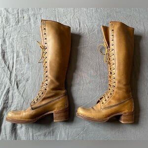Vintage 1960s Frye knee high boots lace up size 8.5